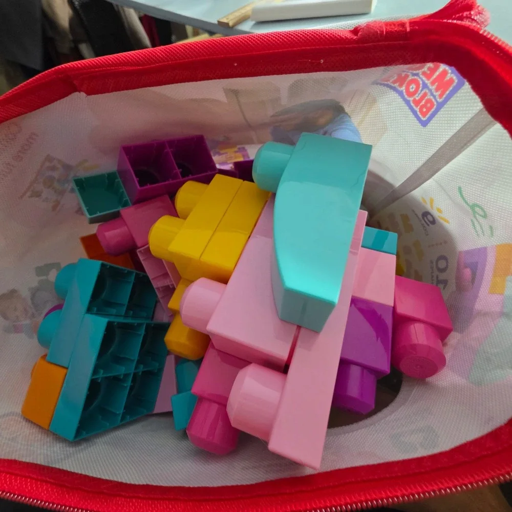 Mega Bloks First Builders Big Building Bag 80 Piece Pink Building Blocks DCH62